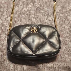 Tory Burch Kira Black Quilted Crossbody with Gold Accents